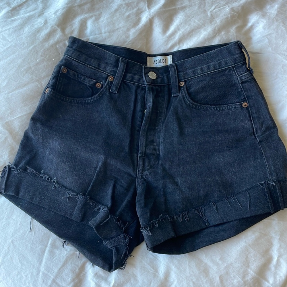 Agolde black denim shorts